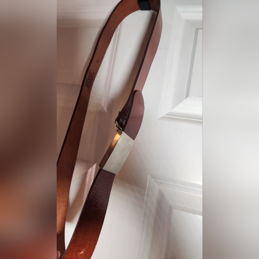 Pelle Studio Brown Leather Belt with Silver Buckle